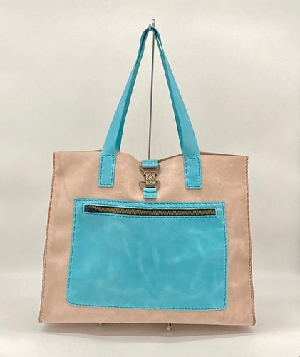 Two Tone Over The Shoulder Tote Bag - Piel Rustika